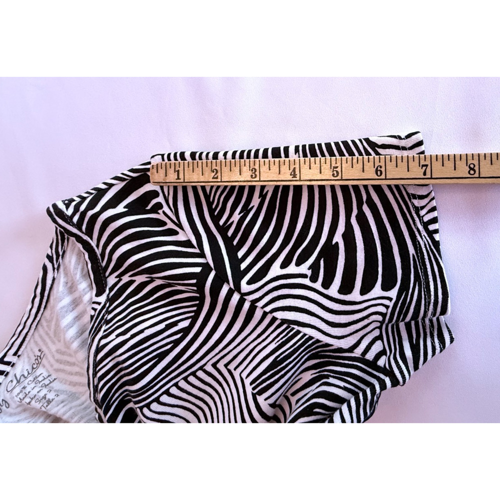 Chico's Womens Large Zebra Print Top Notch V Neck Short Sleeve Cotton Resortwear - Picture 8 of 9